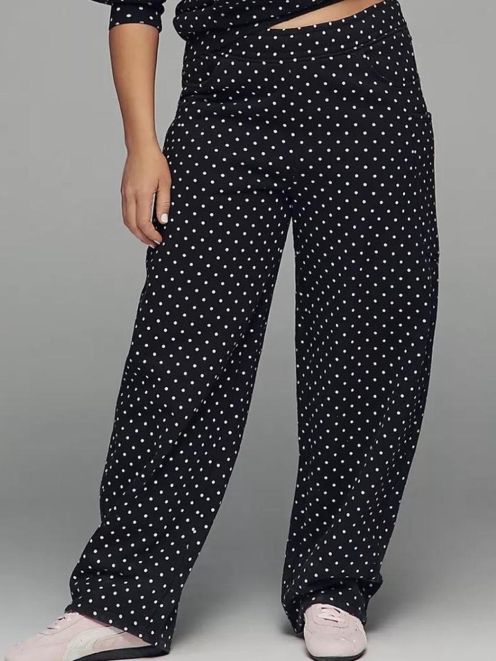 AFRM Cotton Ryan Barrel Sweat Pants in Black Polka Dot